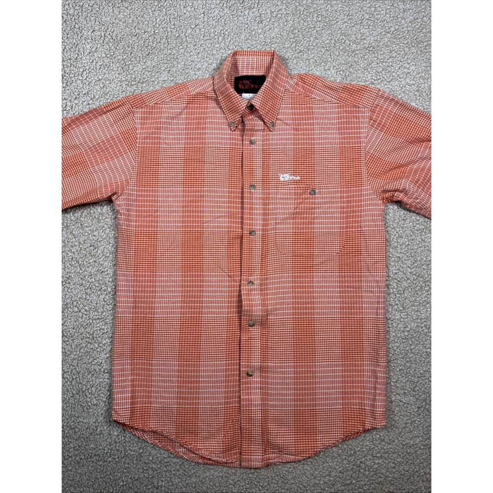 Vintage Mo Betta Garth Brooks Button Men's Small Button Down Orange Check